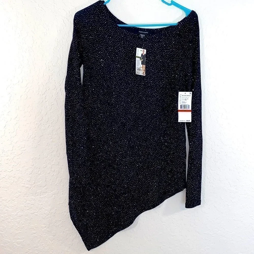 Karen Kane Sparkle Knit Angled Hem Top